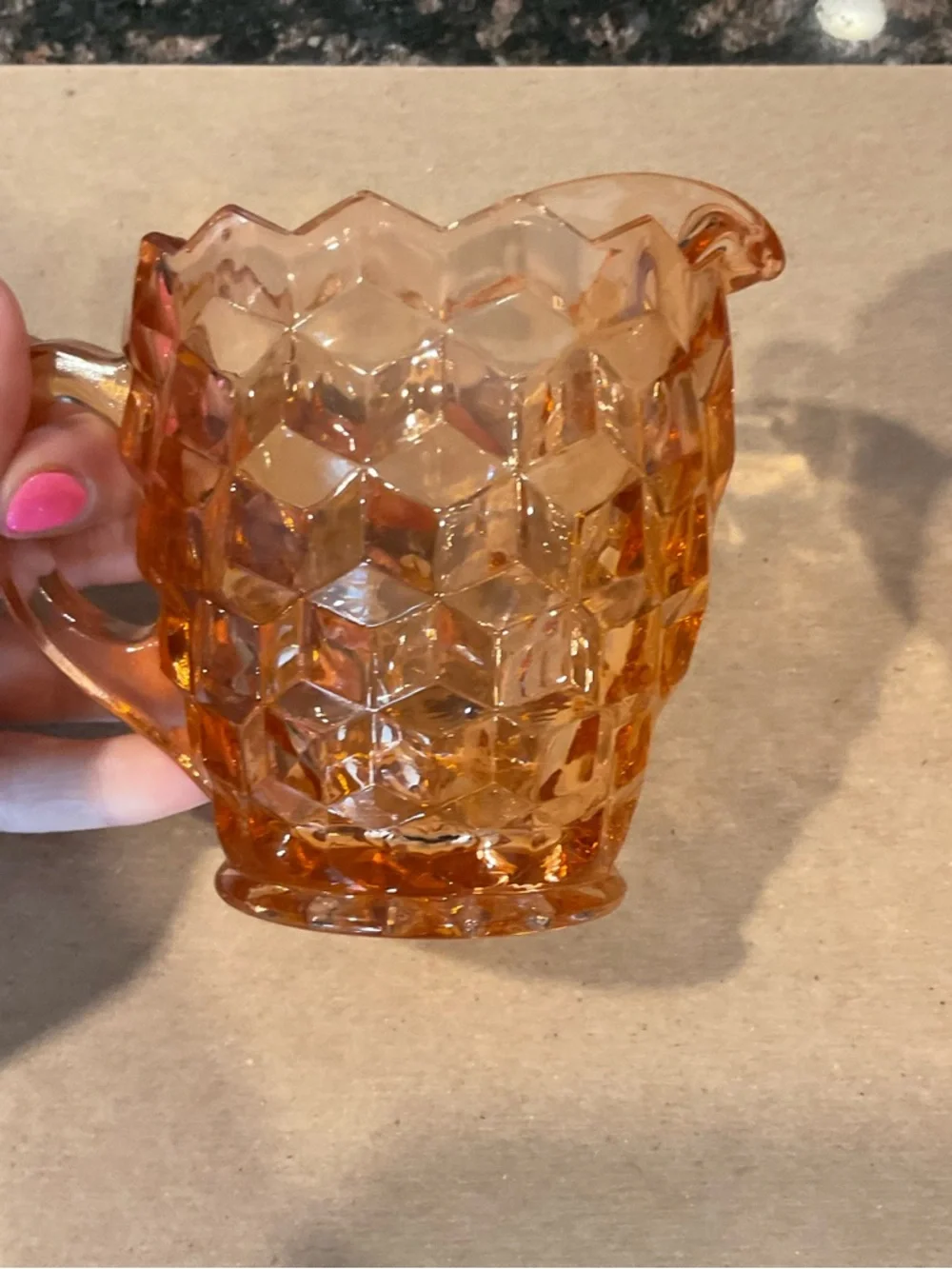 Vintage Pink Depression Glass Creamer and Covered Sugar Set with Original Box